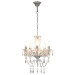 Vidaxl lustre avec perles de cristal argenté rond 5 x e14 Vidaxl lustre avec perles de cristal argenté rond 5 x e14