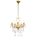 Vidaxl lustre avec perles de cristal dor rond 5 x e14