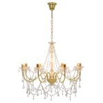 Vidaxl lustre avec perles dor 8 ampoules e14