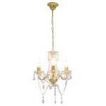 Vidaxl lustre avec perles dor rond 3 x e14