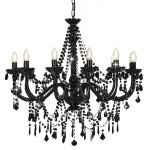 Vidaxl lustre avec perles noir 12 ampoules e14