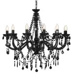Vidaxl lustre avec perles noir 12 ampoules e14