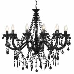 Vidaxl lustre avec perles noir 12 ampoules e14