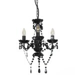 Vidaxl lustre avec perles noir rond 3 x e14