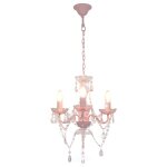 Vidaxl lustre avec perles rose rond 3 x e14