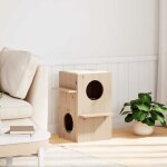 Vidaxl maison pour chat 43x43x60 cm bois de pin massif