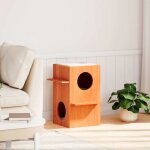 Vidaxl maison pour chat cire marron 43x43x60 cm bois de pin massif
