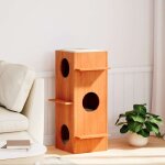 Vidaxl maison pour chat cire marron 43x43x90 cm bois de pin massif