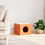 Vidaxl maison pour chat cire marron 51x35x30 cm bois de pin massif
