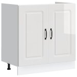 Vidaxl meuble bas pour vier kalmar blanc brillant 80x46x81, 5 cm