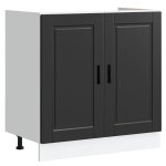 Vidaxl meuble bas pour vier porto noir 80x46x81, 5 cm bois ingnierie