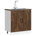 Vidaxl meuble de base de lavabo lucca ch�ne fum� bois d'ing�nierie