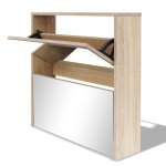 Vidaxl meuble à chaussures 2 étages avec miroir 63x17x67 cm chêne Vidaxl meuble à chaussures 2 étages avec miroir 63x17x67 cm chêne
