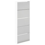 Vidaxl meuble � chaussures 5 �tag�res et miroir 63x17x169, 5 cm blanc