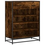 Vidaxl meuble à chaussures chêne fumé bois d'ingénierie et métal Vidaxl meuble à chaussures chêne fumé bois d'ingénierie et métal