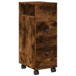 Vidaxl meuble �troit de salle de bain � roulettes ch�ne fum�