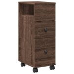Vidaxl meuble étroit de salle de bain à roulettes chêne marron Vidaxl meuble étroit de salle de bain à roulettes chêne marron