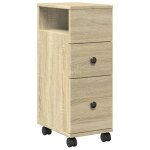 Vidaxl meuble �troit de salle de bain � roulettes ch�ne sonoma