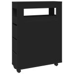 Vidaxl meuble �troit de salle de bain � roulettes noir
