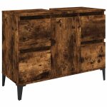 Vidaxl meuble d'�vier ch�ne fum� 80x33x60 cm bois d'ing�nierie