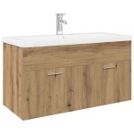 Vidaxl meuble lavabo et bassin intgr chne artisanal bois ingnierie