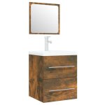 Vidaxl meuble lavabo avec bassin int�gr� ch�ne fum� bois d'ing�nierie