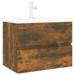 Vidaxl meuble lavabo avec bassin intgr chne fum bois d'ingnierie