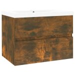 Vidaxl meuble lavabo avec bassin int�gr� ch�ne fum� bois d'ing�nierie