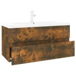 Vidaxl meuble lavabo avec bassin intégré chêne fumé bois d'ingénierie Vidaxl meuble lavabo avec bassin intégré chêne fumé bois d'ingénierie