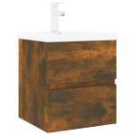 Vidaxl meuble lavabo avec bassin intgr chne fum bois d'ingnierie