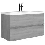 Vidaxl meuble lavabo avec bassin int�gr� sonoma gris bois d'ing�nierie