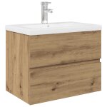 Vidaxl meuble lavabo avec bassin et robinet intgrs chne artisanal