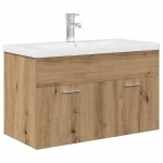 Vidaxl meuble lavabo avec bassin et robinet intgrs chne artisanal