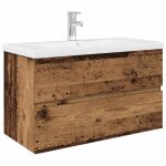Vidaxl meuble lavabo avec bassin et robinet intgrs vieux bois