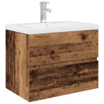 Vidaxl meuble lavabo avec bassin et robinet intgrs vieux bois
