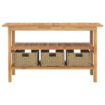Vidaxl meuble de salle de bain avec 3 paniers teck solide 132x45x75 cm