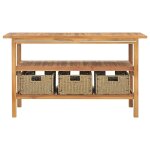 Vidaxl meuble de salle de bain avec 3 paniers teck solide 132x45x75 cm