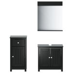 Vidaxl meubles de salle de bain 3 pcs berg noir bois de pin massif