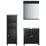 Vidaxl meubles de salle de bain 3 pcs berg noir bois de pin massif