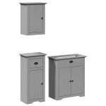 Vidaxl meubles de salle de bain 3 pcs bodo gris bois de pin massif
