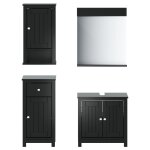 Vidaxl meubles de salle de bain 4 pcs berg noir bois de pin massif