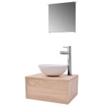Vidaxl meuble de salle de bain 4 pcs avec lavabo et robinet beige Vidaxl meuble de salle de bain 4 pcs avec lavabo et robinet beige
