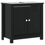 Vidaxl meuble de salle de bain berg noir 60x34x59 cm bois pin massif
