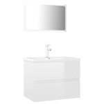 Vidaxl meubles de salle de bain blanc brillant bois d'ingnierie