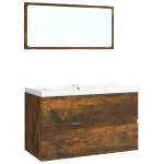 Vidaxl meubles de salle de bain chne fum bois d'ingnierie