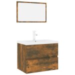 Vidaxl meubles de salle de bain chêne fumé bois d'ingénierie Vidaxl meubles de salle de bain chêne fumé bois d'ingénierie