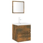 Vidaxl meubles de salle de bain chêne fumé bois d'ingénierie Vidaxl meubles de salle de bain chêne fumé bois d'ingénierie