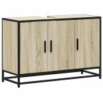 Vidaxl meuble de salle de bain avec lavabo ch�ne sonoma 90 x 33 x 60 cm bois d'ing�nierie