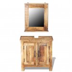 Vidaxl meuble de salle de bain avec miroir bois massif de manguier