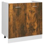 Vidaxl meuble sous �vier  lyon  ch�ne fum� 80 x 46 x 81, 5 cm bois d'ing�nierie